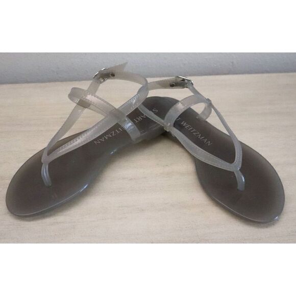 Stuart Weitzman SA740 113 Women Sz 5B Gray Summer Jelly Flat Thong Sandals $110 - Picture 2 of 9